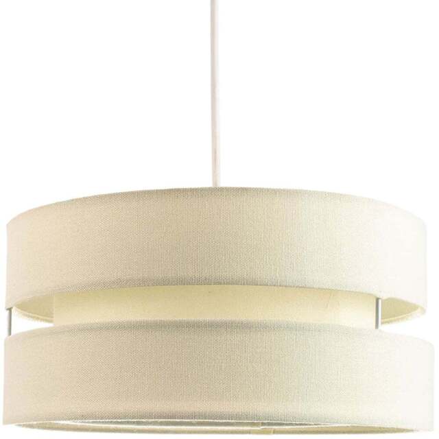 Happy Homewares Contemporary 3 Tier Cream Linen Fabric Pendant Shade - Size: 13 x 26 x 26cm - Wilko - image 1