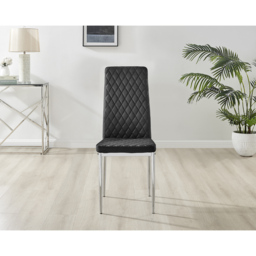 Furniturebox Valera Set of 4 Black and Chrome Velvet Dining Chair - Wilko - thumbnail 4