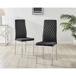 Furniturebox Valera Set of 4 Black and Chrome Velvet Dining Chair - Wilko - thumbnail 7