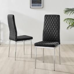 Furniturebox Valera Set of 4 Black and Chrome Velvet Dining Chair - Wilko - thumbnail 3