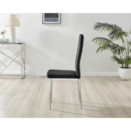 Furniturebox Valera Set of 4 Black and Chrome Velvet Dining Chair - Wilko - thumbnail 5