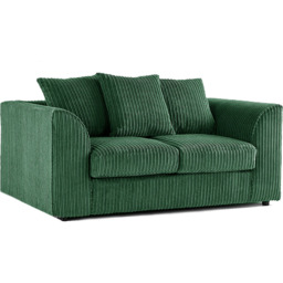 Luxor 4 Seater Green Jumbo Cord Scatter Back Sofa Suite - Wilko - thumbnail 4