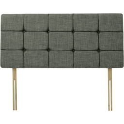 Bedmaster Double Charcoal Linen Pearl Squared Headboard - Grey - Wilko - thumbnail 3