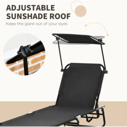 Outsunny Set of 2 Black Mesh Folding Chaise Lounge Pool Chairs - Size: 80 x 25 x 58cm - Wilko - thumbnail 6