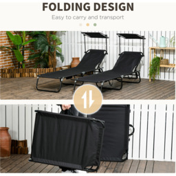 Outsunny Set of 2 Black Mesh Folding Chaise Lounge Pool Chairs - Size: 80 x 25 x 58cm - Wilko - thumbnail 7