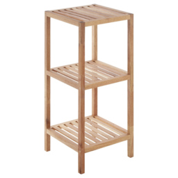 Premier Housewares 3 Tier Walnut Wood Bathroom Shelf Unit - Size: 36 x 36 x 79cm - Wilko - thumbnail 1