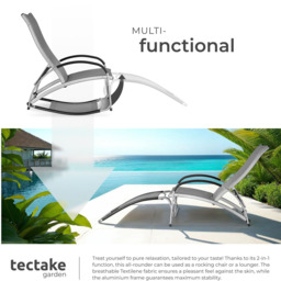 tectake Avignon Grey 2 in 1 Sun Lounger with Adjustable Backrest - Size: 91 x 62 x 195cm - Wilko - thumbnail 6