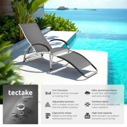 tectake Avignon Grey 2 in 1 Sun Lounger with Adjustable Backrest - Size: 91 x 62 x 195cm - Wilko - thumbnail 7