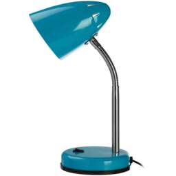 Premier Housewares Blue Gloss Desk Lamp - Size: 13 x 13 x 37cm - Wilko