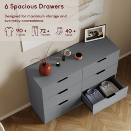 Vida Designs Trega 6 Drawer Grey Chest of Drawers - Wilko - thumbnail 7