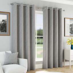 Enhanced Living Grey Herringbone Blackout Eyelet Thermal Curtains 229 x 183cm - Size: W 229 x D 183cm - Wilko