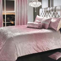 Intimates Ombre King Size Pink Crushed Velvet Duvet Set - Wilko