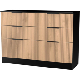 Crowndale Java 6 Drawer Slatt Effect and Black Wide Midi Chest of Drawer - Wilko - thumbnail 5