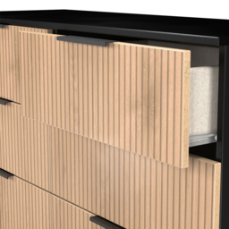 Crowndale Java 6 Drawer Slatt Effect and Black Wide Midi Chest of Drawer - Wilko - thumbnail 7