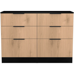 Crowndale Java 6 Drawer Slatt Effect and Black Wide Midi Chest of Drawer - Wilko - thumbnail 3