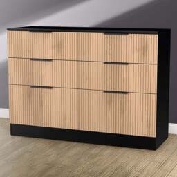Crowndale Java 6 Drawer Slatt Effect and Black Wide Midi Chest of Drawer - Wilko - thumbnail 1