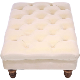 Living and Home Cream Buttoned Velvet Footstool - Wilko - thumbnail 4