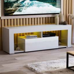 VIDA DESIGNS Luna 2 Drawer 2 Shelf White LED TV Unit - Size: 45 x 130 x 35cm - Wilko