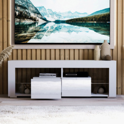 Vida Designs Luna 2 Drawer 2 Shelf White LED TV Unit - Size: 45 x 130 x 35cm - Wilko - thumbnail 7