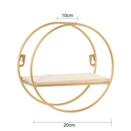Living and Home Minimalistic Gold Nordic Iron Wall Shelf - Size: 20 x 10 x 20cm - Wilko - thumbnail 3