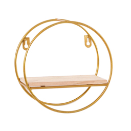 Living and Home Minimalistic Gold Nordic Iron Wall Shelf - Size: 20 x 10 x 20cm - Wilko - thumbnail 1
