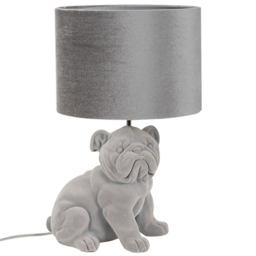 ValueLights Billy Grey Velvet Bulldog LED Table Lamp - Size: 46.5 x 31 x 28cm - Wilko
