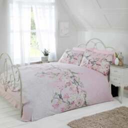 Rapport Home Eloise Double Pink Duvet Cover Set - Blue - Wilko - thumbnail 1