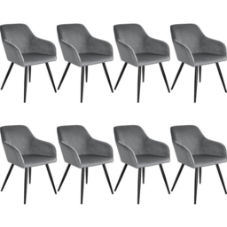 tectake Marilyn Set of 8 Grey and Black Velvet Padded Dining Chair - Wilko - thumbnail 3