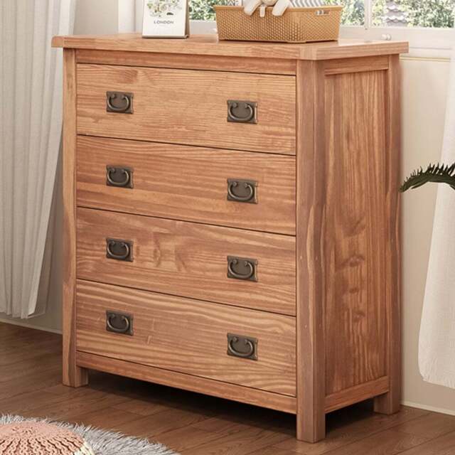 Padua 4 Drawer Light Brown Chest of Drawers with Brass Drop Handles - Wilko - image 1