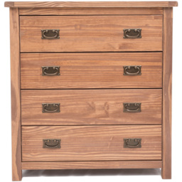 Padua 4 Drawer Light Brown Chest of Drawers with Brass Drop Handles - Wilko - thumbnail 4