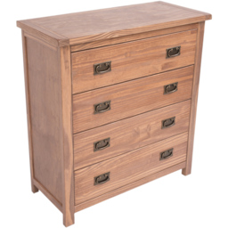Padua 4 Drawer Light Brown Chest of Drawers with Brass Drop Handles - Wilko - thumbnail 6
