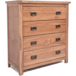 Padua 4 Drawer Light Brown Chest of Drawers with Brass Drop Handles - Wilko - thumbnail 3