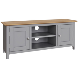 FWStyle Taberno 2 Door 2 Shelf Dove Grey and Oak Wide TV Unit - Size: 44 x 110 x 35cm - Wilko - thumbnail 3