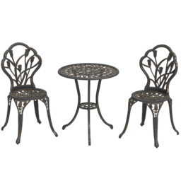 Outsunny 2 Seater Bistro Set with Umbrella Hole - Blonde - Wilko - thumbnail 3