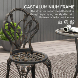 Outsunny 2 Seater Bistro Set with Umbrella Hole - Blonde - Wilko - thumbnail 6