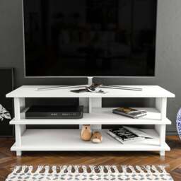 Decorotika Pueblo 4 Open Shelf White Wide TV Unit - Size: 47 x 120 x 45cm - Wilko