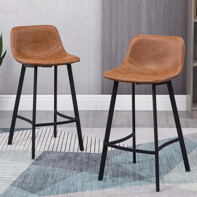 Portland Brown Industrial Bar Stool Set of 2 - Wilko - image 1