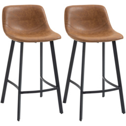 Portland Brown Industrial Bar Stool Set of 2 - Wilko - thumbnail 3