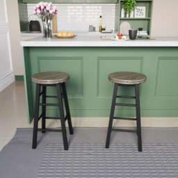 Chef Vida Black Wooden Revolving Bar Stool - Size: 64 x 32 x 32cm - Wilko - thumbnail 5