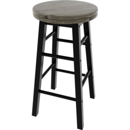 Chef Vida Black Wooden Revolving Bar Stool - Size: 64 x 32 x 32cm - Wilko - thumbnail 3