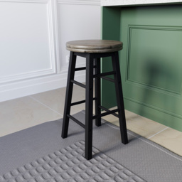 Chef Vida Black Wooden Revolving Bar Stool - Size: 64 x 32 x 32cm - Wilko - thumbnail 4