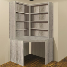 R White Cabinets Corner 8 Shelf Computer Desk with Hutch Set Grey - Size: 182.8 x 94 x 54cm - Wilko