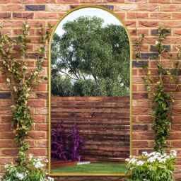 MirrorOutlet The Arcus Gold Framed Arched Garden Wall Mirror 180 x 90cm - Size: 180 x 90 x 3cm - Wilko - thumbnail 3
