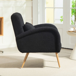 HOMCOM Black Teddy Fleece Swivel Accent Chair - Size: Single - Wilko - thumbnail 6