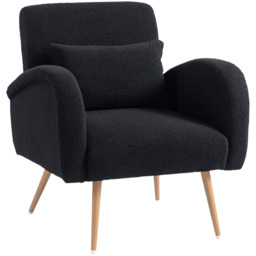 HOMCOM Black Teddy Fleece Swivel Accent Chair - Size: Single - Wilko - thumbnail 3