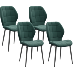 HOMCOM Set of 4 Dark Green Flannel Upholstered Modern Dining Chair - Wilko - thumbnail 3
