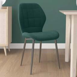 HOMCOM Set of 4 Dark Green Flannel Upholstered Modern Dining Chair - Wilko - thumbnail 1