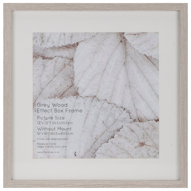 Grey Wood Effect Box Photo Frame 16 x 16 inch - The Port. Co Gallery - Wilko - image 1