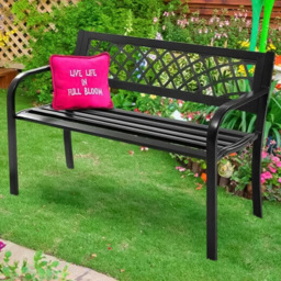 Costway 2 Seater Metal Frame Garden Bench - Black - Wilko