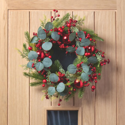 The Christmas Workshop Artificial Wreath with Red Baubles 45cm - Size: 10 x 45 x 45cm - Multi - Wilko - thumbnail 3